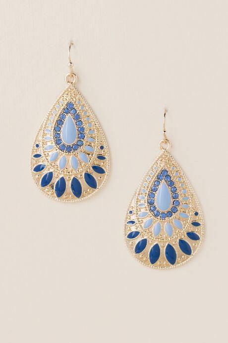 Francesca's Aubrey Epoxy Teardrop Earring - Navy