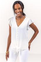 Francesca's Lilith Front Tie Top - Ivory