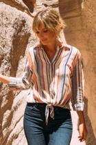 Francesca's Liv Stripe Buttondown Top - Multi