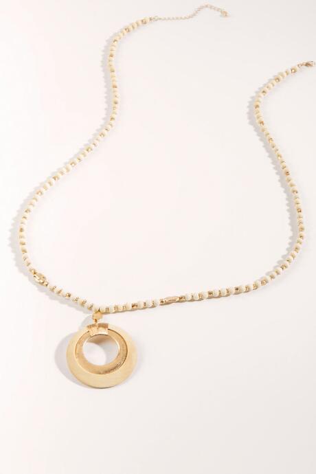 Francesca's Florence Wood Strand Pendant Necklace - Natural