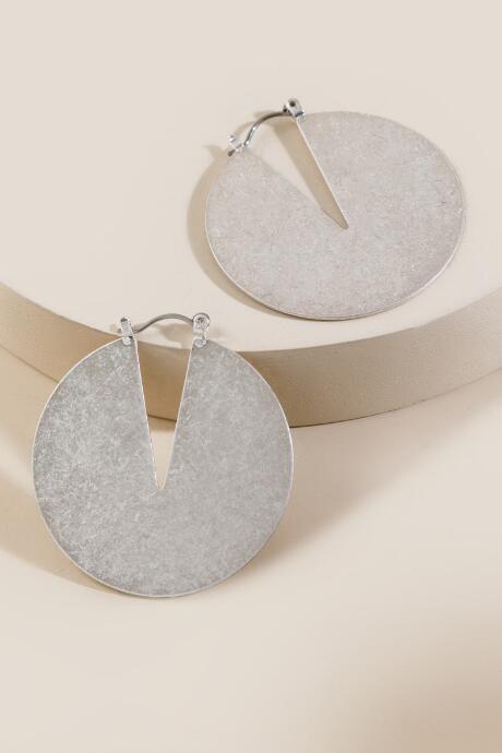 Francesca's Eliza V-top Circle Hoop Earrings - Silver