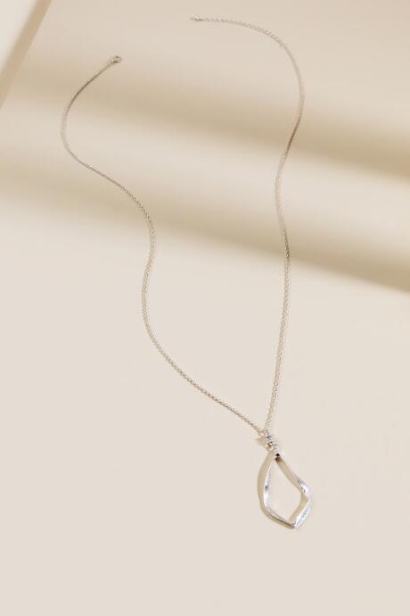 Francesca's Jill Open Metal Drop Pendant Necklace - Silver