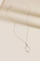 Francesca's Jill Open Metal Drop Pendant Necklace - Silver