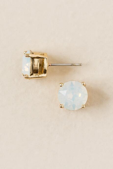 Francesca's Swarovski Stud Earring In White Opal - White