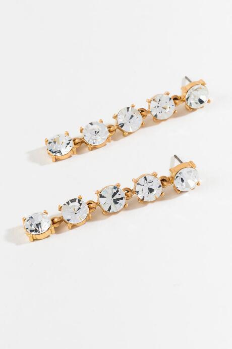 Francesca's Maggie Crystal Linear Earrings - Crystal