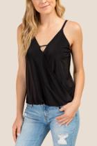 Francesca Inchess Bella Venetian Surplus Cross Front Sleeveless Tank - Black