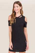 Alya Netty Clavical Cut Out Knit Dress - Black