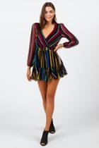 Francesca's Eavan Striped Godet Romper - Multi