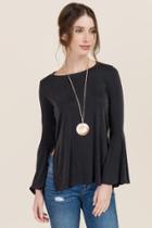 Jolie Edyn Bell Sleeve Cupro Top - Black