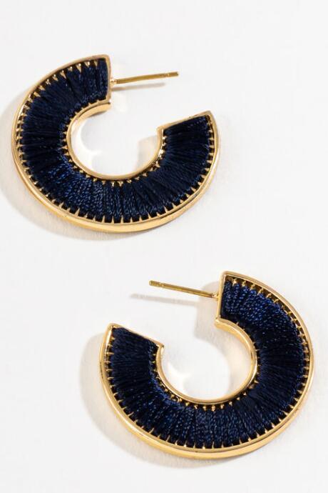 Francesca's Griselda Wrap Hoops - Navy