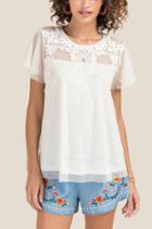 Francesca's Tay Lace Embroidered Top - Ivory