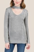 Blue Rain Chiara Gigi Step Hem Pullover Sweater - Gray