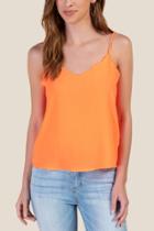 Francesca's Margo Scalloped Neon Tank Top - Tangerine