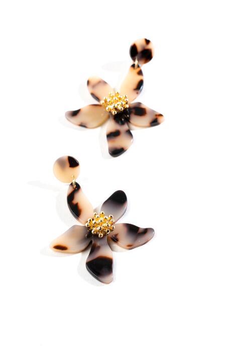 Francesca Inchess Ariel Flower Drop Earrings - Tortoise