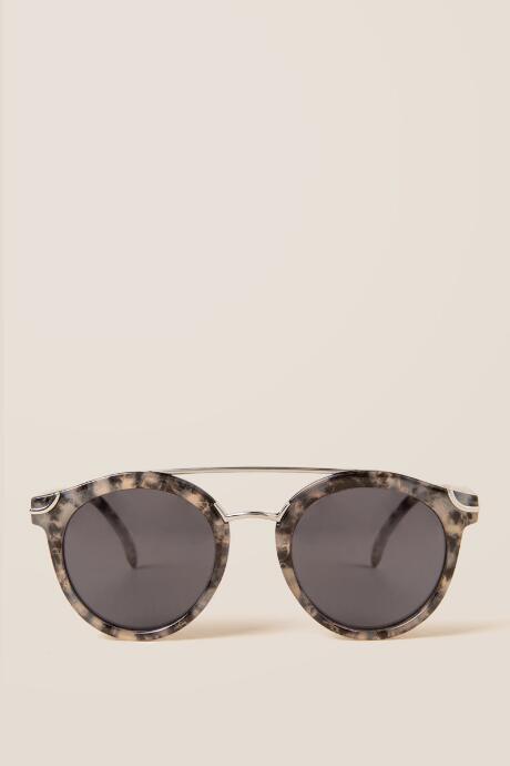 Francesca's Stella Round Brow Bar Sunglasses - Gray