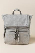 Francesca's Shay Multi-zip With Charger Backpack - Gray