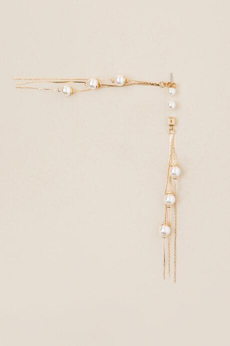 Francesca's Sia Pearl Chain Drop Earring - Pearl