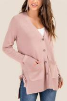 Francesca's Ramona Side Bow Cardigan - Rose