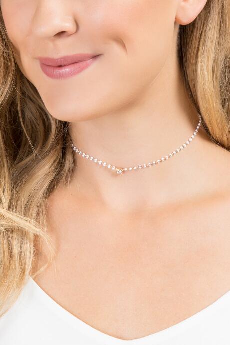 Francesca's Natalia Crystal Beaded Choker Necklace - Ivory