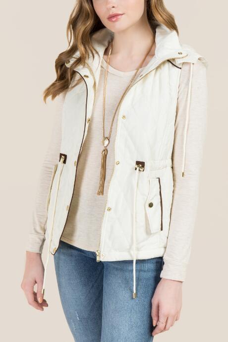 Francesca's Druella Puffer Vest - Ivory