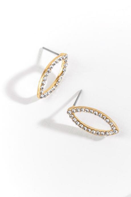 Francesca's Rochelle Pav Oval Earrings - Gold