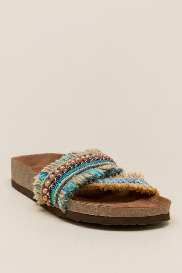 Mojo Moxy Chrisomo Beaded Fringe Sandal - Turquoise