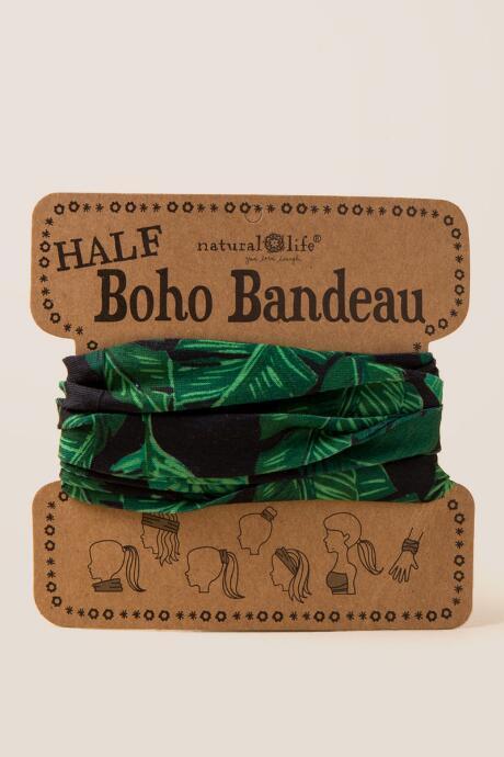 Francescas Boho Bandeau In Black Palm - Black