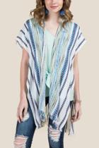 Francesca's Mayra Tribal Fringe Ruana - White