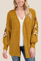 Francesca's Emmeline Hand Stitched Embroidered Cardigan - Mustard