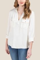Francesca's Nora Basic Pop Over Top - White