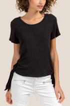 Francesca Inchess Tansie Crepe Side Tie Knit Top - Black