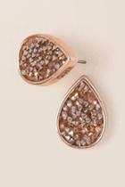 Francesca's Mia Raw Chip Stud Earring In Rose Gold - Rose/gold