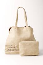 Francesca Inchess Ivory Whipstitch Detail Tote - Ivory