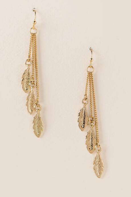 Francesca's Cecile Leaf Dangle Linear Earring - Gold