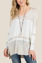 Blue Rain Tayler Striped Dolman Pullover Sweater - Ivory