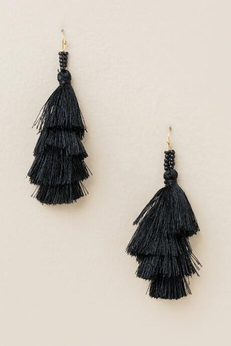 Francesca Inchess Neva Layered Tassel Earring In Black - Black