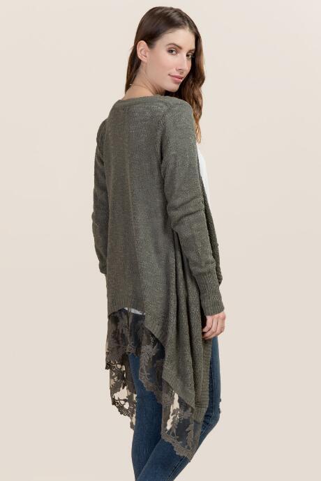 Blue Rain Avia Lace Sweater Wrap - Dark Olive