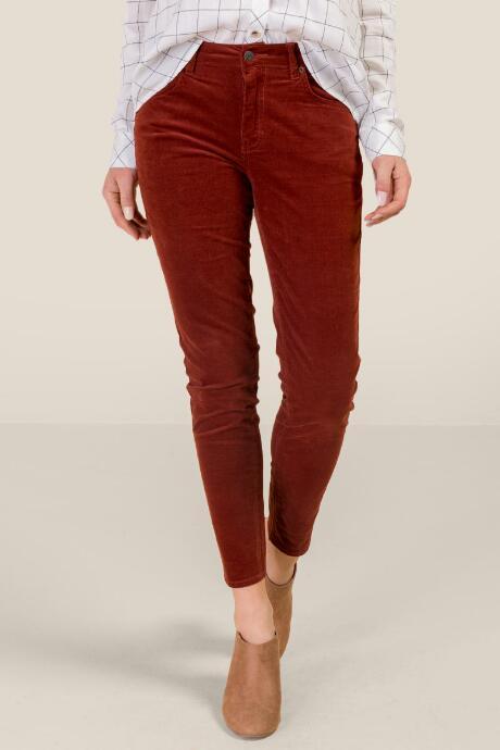 Francesca Inchess Kelly Micro Cord Mid Rise Skinny - Cinnamon