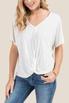 Francesca Inchess Britney Front Knot Rolled Tee - Ivory