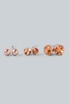 Francesca's Maya Crystal Stud Earring Set - Rose
