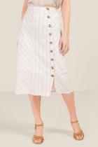 Francesca's Liz Asymmetrical Button Midi Skirt - Ivory