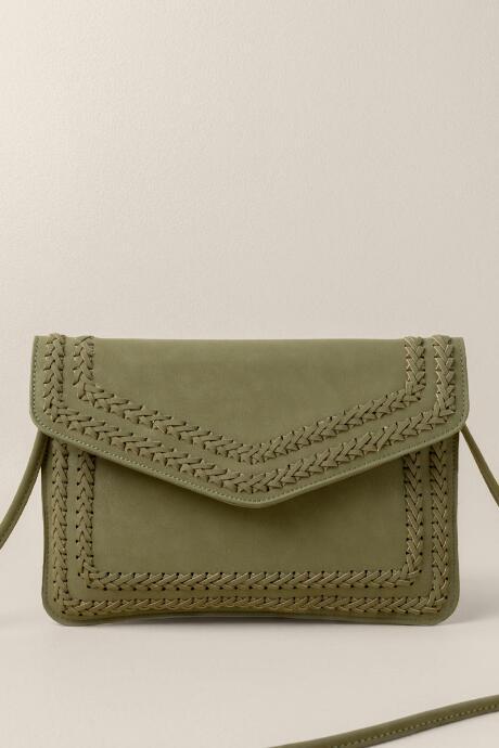 Francesca's Michelle Braided Envelope Clutch - Olive