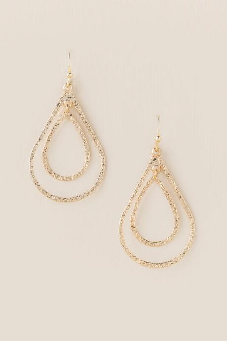 Francesca's Haley Textured Metal Teardrop Earrings - Gold