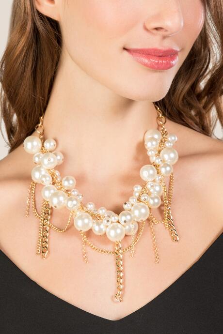 Francesca Inchess Mckinley Pearl Chain Statement Necklace - Pearl