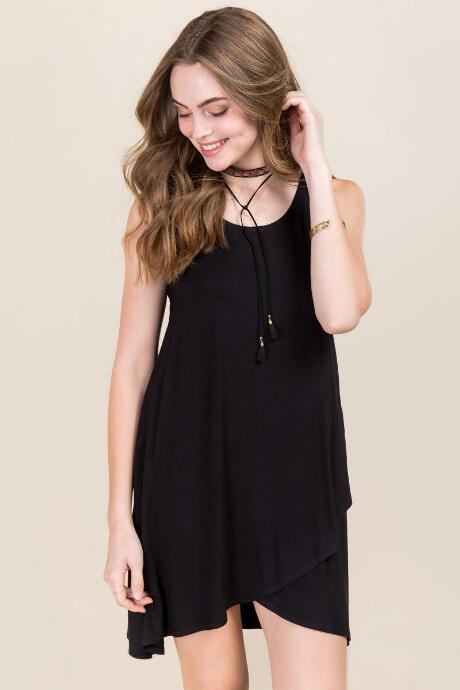 Francesca's Hali Ruffle Bottom Shift Dress - Black