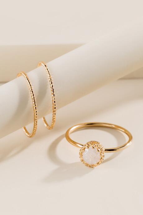 Francesca's Laney Crystal Ring Set - White