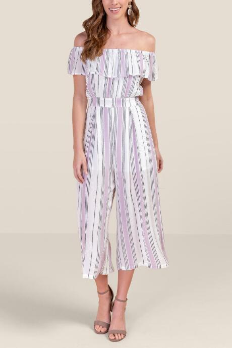 Francesca's Layla Off The Shoulder Jumpsuit - Ivory