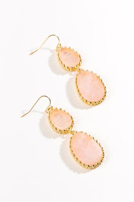 Francesca's Loralei Double Drop Earrings - Pale Pink