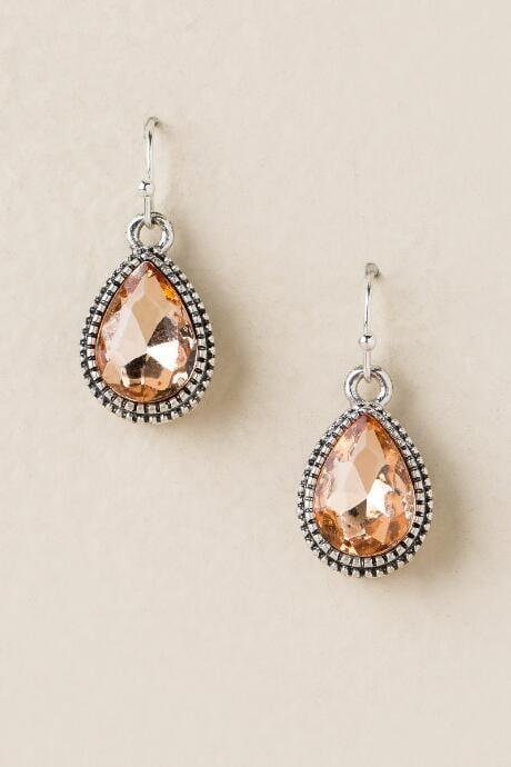 Francesca's Siona Glass Teardrop Earring In Peach - Peach