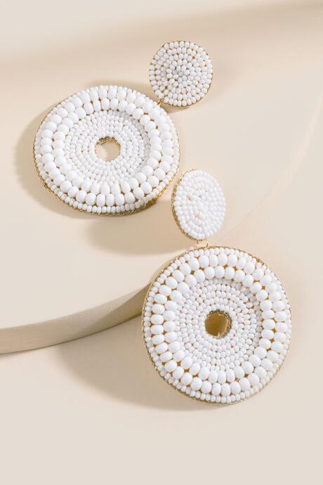 Francesca's Jillian Seedbead Statement Earrings In White - White
